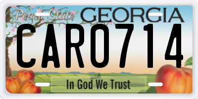 GA license plate CAR0714