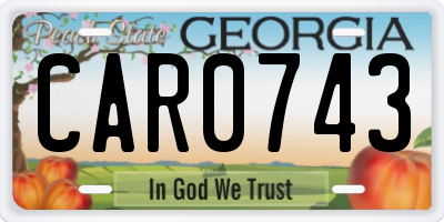 GA license plate CAR0743
