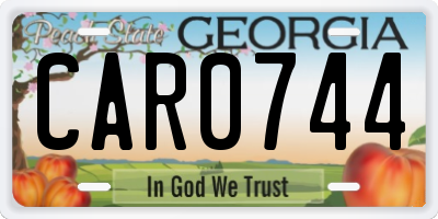 GA license plate CAR0744