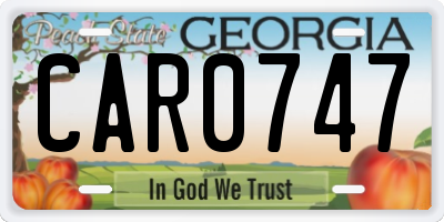 GA license plate CAR0747