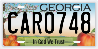 GA license plate CAR0748