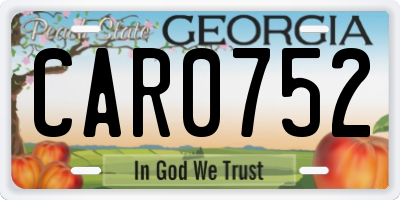 GA license plate CAR0752