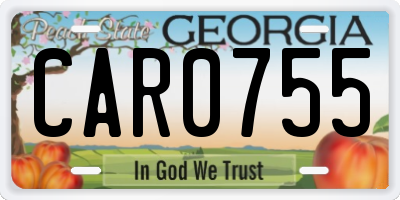GA license plate CAR0755