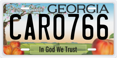 GA license plate CAR0766