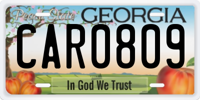 GA license plate CAR0809