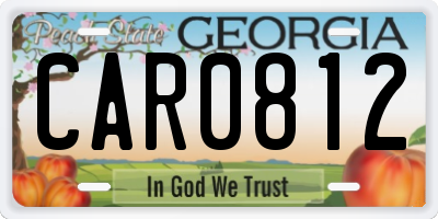 GA license plate CAR0812
