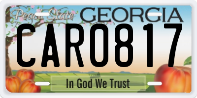 GA license plate CAR0817