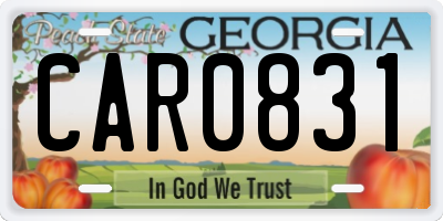 GA license plate CAR0831