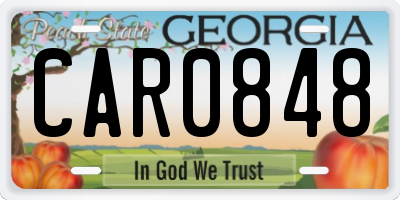 GA license plate CAR0848