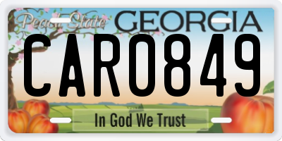 GA license plate CAR0849