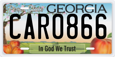 GA license plate CAR0866