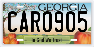GA license plate CAR0905