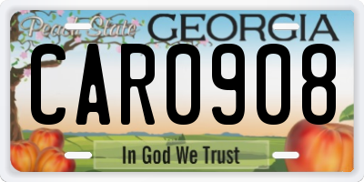 GA license plate CAR0908