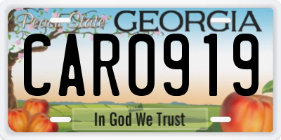 GA license plate CAR0919