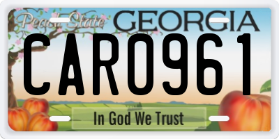 GA license plate CAR0961