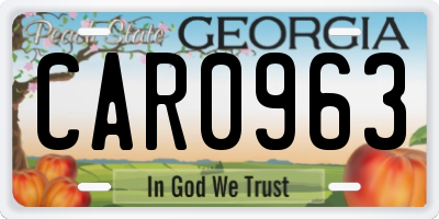 GA license plate CAR0963