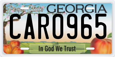 GA license plate CAR0965