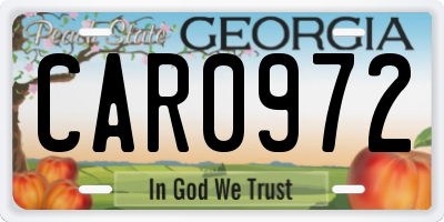 GA license plate CAR0972