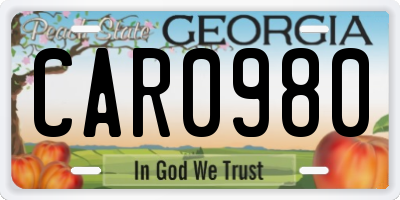 GA license plate CAR0980