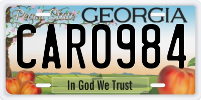 GA license plate CAR0984