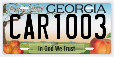 GA license plate CAR1003