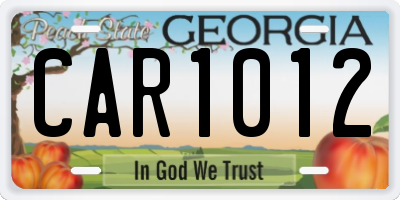 GA license plate CAR1012