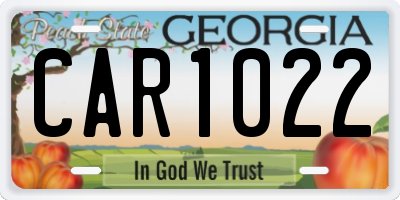 GA license plate CAR1022