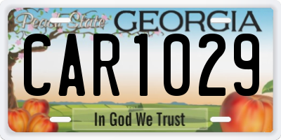 GA license plate CAR1029