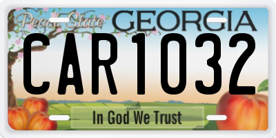 GA license plate CAR1032