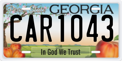 GA license plate CAR1043
