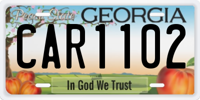 GA license plate CAR1102