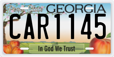 GA license plate CAR1145