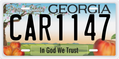 GA license plate CAR1147