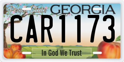 GA license plate CAR1173