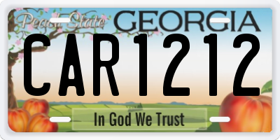 GA license plate CAR1212