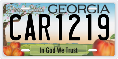 GA license plate CAR1219