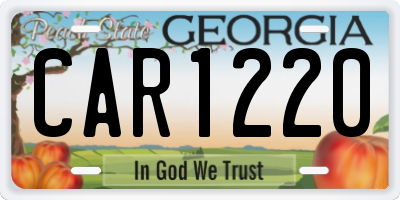 GA license plate CAR1220