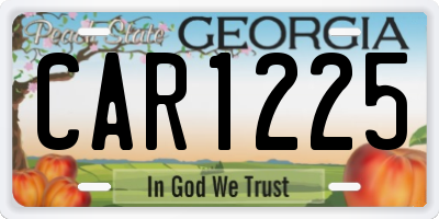 GA license plate CAR1225