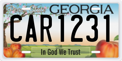 GA license plate CAR1231