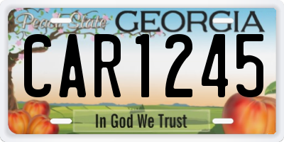 GA license plate CAR1245