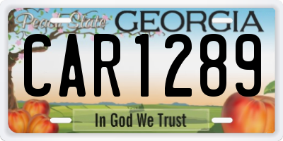 GA license plate CAR1289