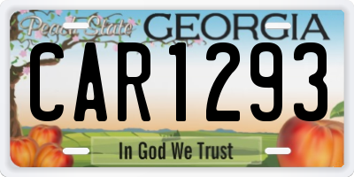 GA license plate CAR1293
