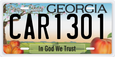 GA license plate CAR1301