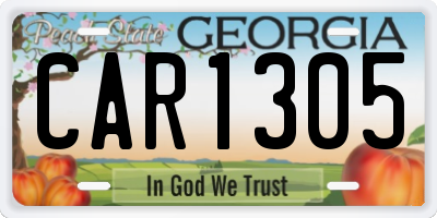 GA license plate CAR1305