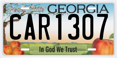 GA license plate CAR1307