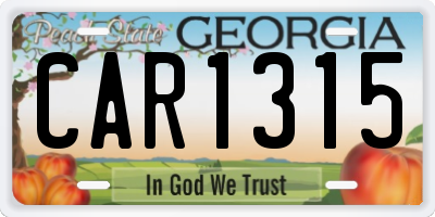 GA license plate CAR1315