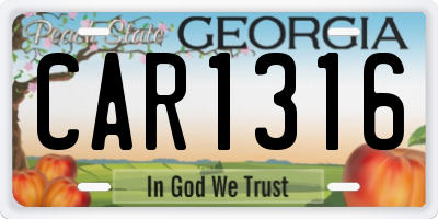 GA license plate CAR1316