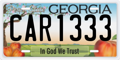 GA license plate CAR1333