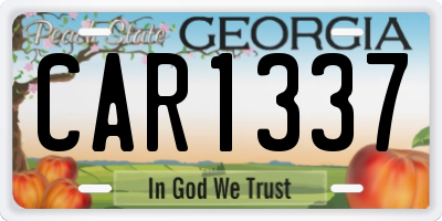GA license plate CAR1337