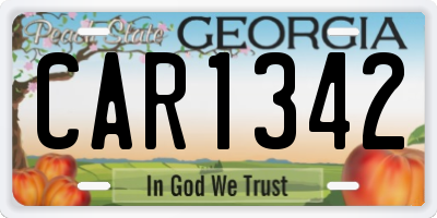 GA license plate CAR1342
